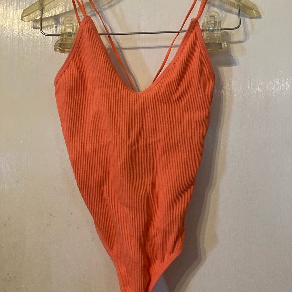 Orange Ribbed Women's Top
